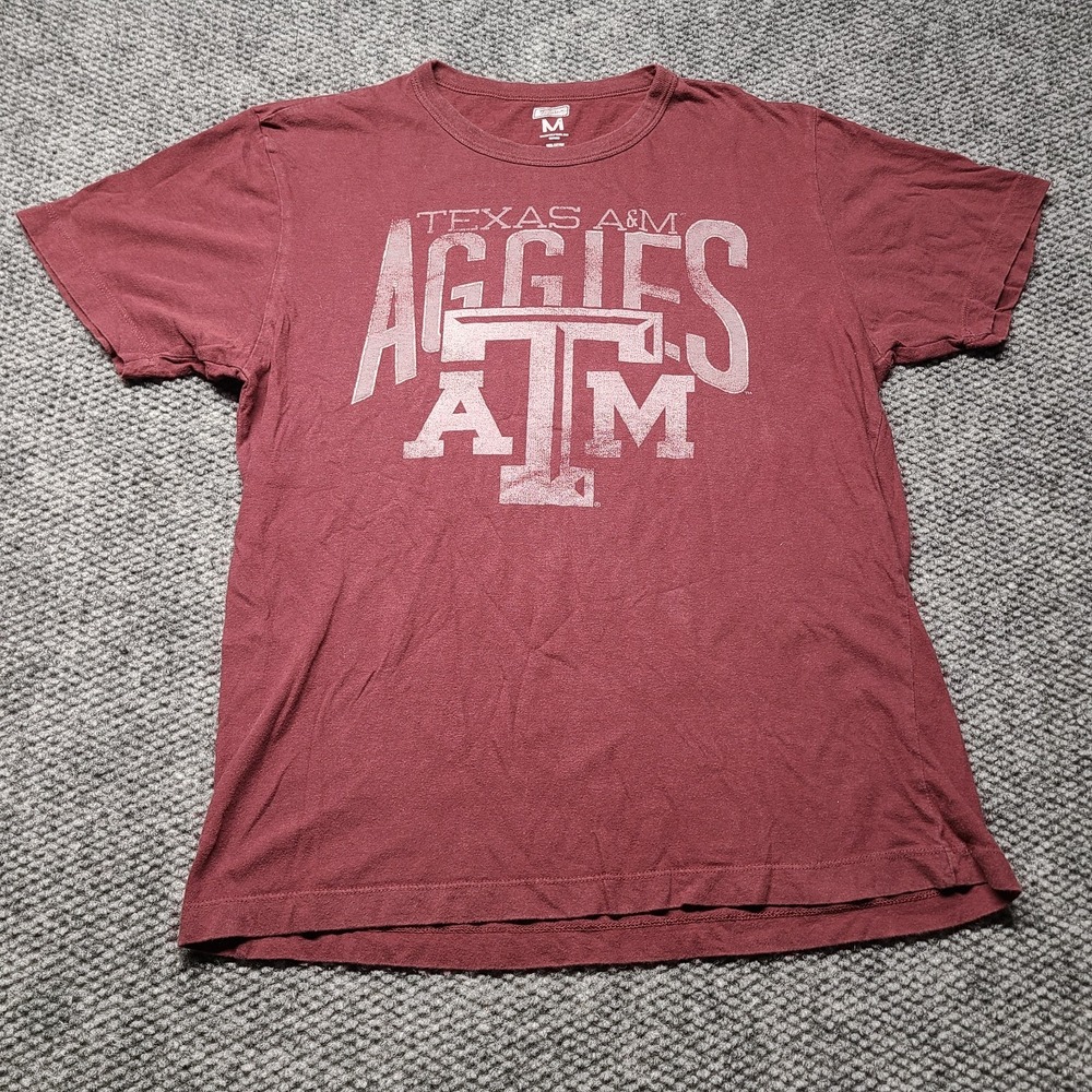 Texas A&M Aggies T Shirt Mens Medium Burgundy Cotton Tailgate NCAA Football